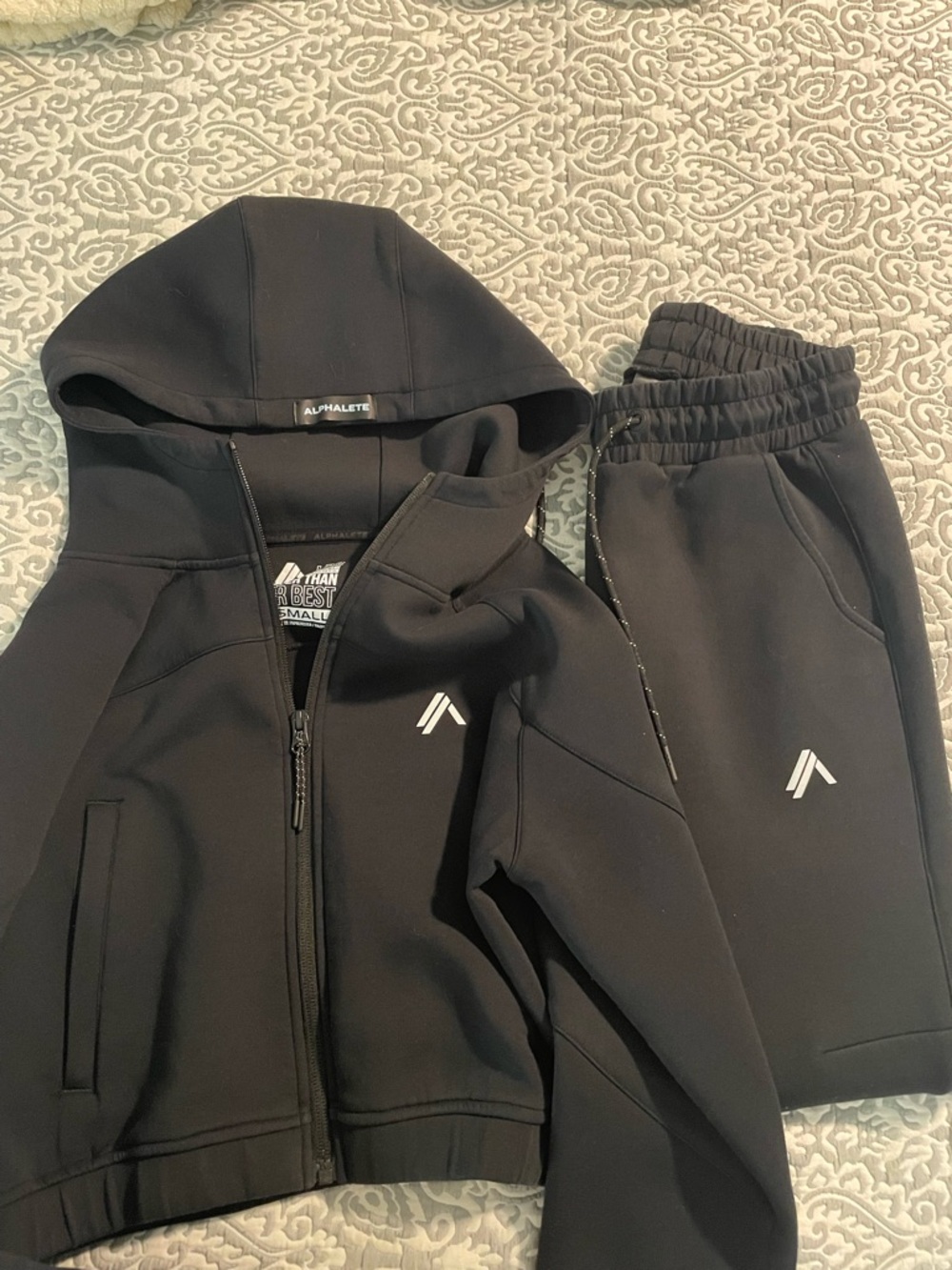 Alphalete Black Zip Hoodie with Logo Accents